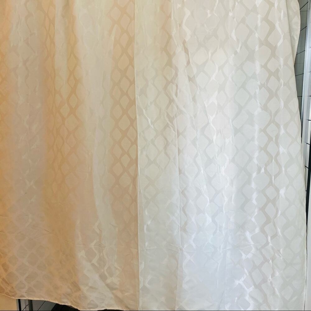 ANTHROPOLOGIE Geometric Pattern Print White Minimalist Neutral Shower Curtain